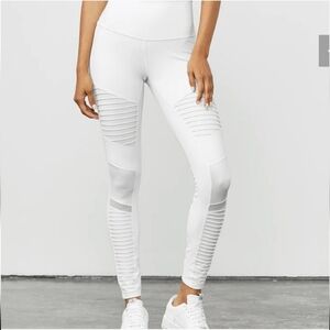 Alo Yoga White Moto Leggings